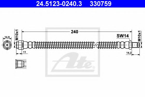 ATE - 24.5123-0240.3 - Тормозной шланг (Тормозная система)