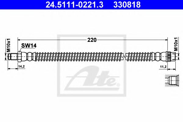 ATE - 24.5111-0221.3 - Тормозной шланг (Тормозная система)