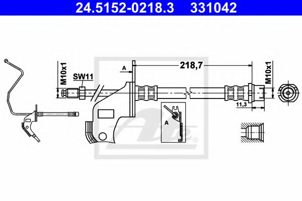 ATE - 24.5152-0218.3 - Тормозной шланг (Тормозная система)