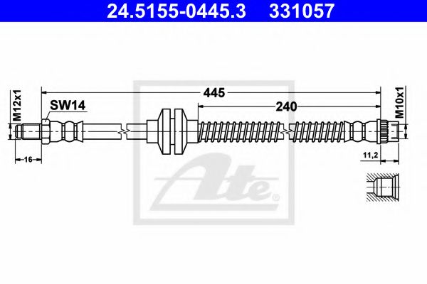 ATE - 24.5155-0445.3 - Тормозной шланг (Тормозная система)