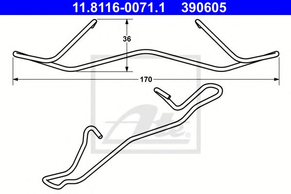 ATE - 11.8116-0071.1 - Пружина, тормозной суппорт (Тормозная система)