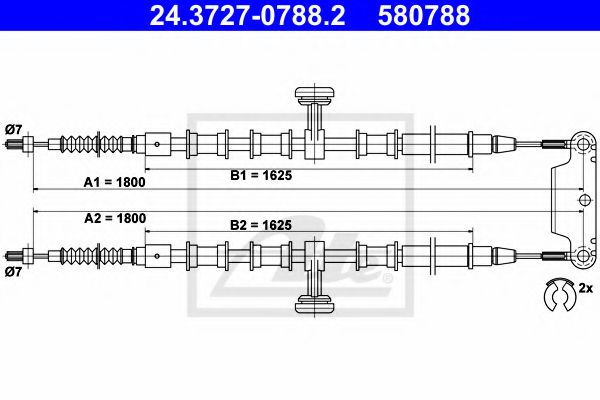 ATE - 24.3727-0788.2 - Трос, стояночная тормозная система (Тормозная система)