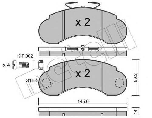 METELLI - 22-0055-1 - Комплект тормозных колодок, дисковый тормоз (Тормозная система)