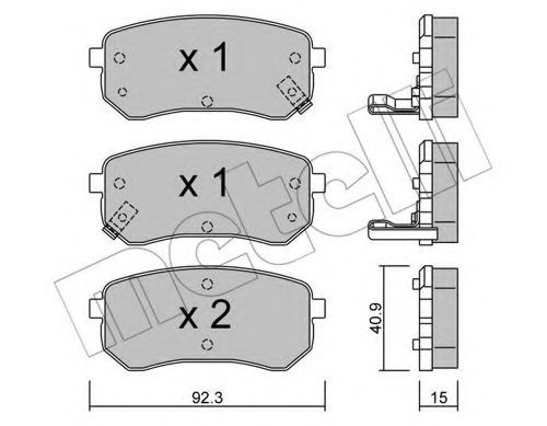 METELLI - 22-0815-0 - Комплект тормозных колодок, дисковый тормоз (Тормозная система)