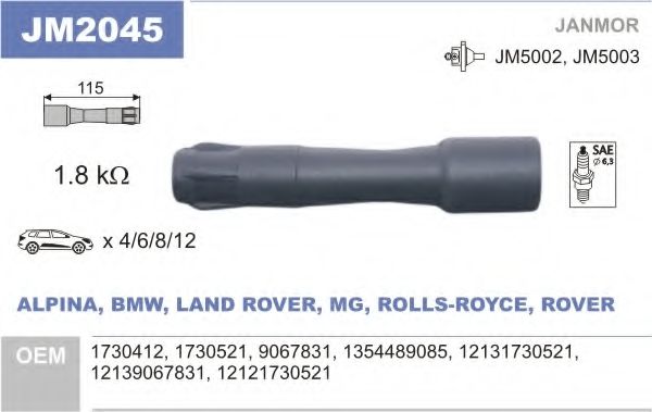 JANMOR - JM2045 - Вилка, катушка зажигания (Система зажигания)