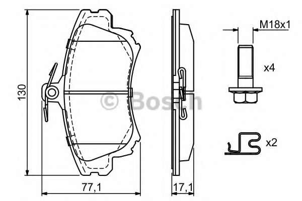 BOSCH - 0 986 424 541 - Комплект тормозных колодок, дисковый тормоз (Тормозная система)