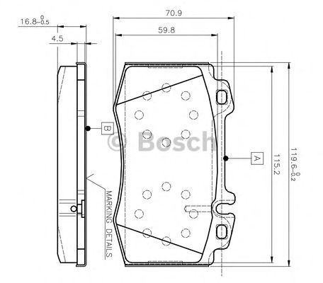 BOSCH - 0 986 TB2 377 - Комплект тормозных колодок, дисковый тормоз (Тормозная система)