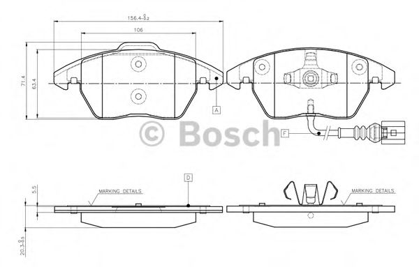 BOSCH - 0 986 TB2 457 - Комплект тормозных колодок, дисковый тормоз (Тормозная система)