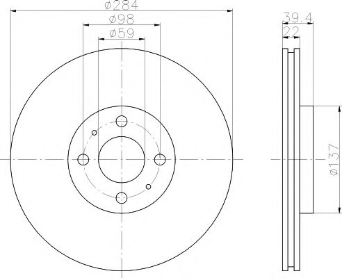 HELLA PAGID - 8DD 355 102-531 - Тормозной диск (Тормозная система)