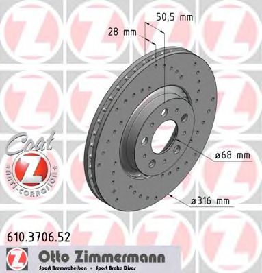 ZIMMERMANN - 610.3706.52 - Тормозной диск (Тормозная система)