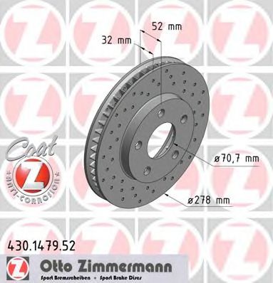 ZIMMERMANN - 430.1479.52 - Тормозной диск (Тормозная система)