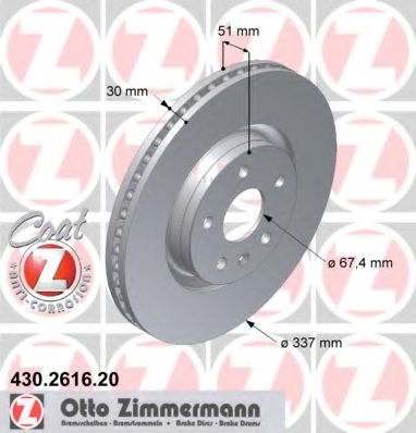 ZIMMERMANN - 430.2616.20 - Тормозной диск (Тормозная система)