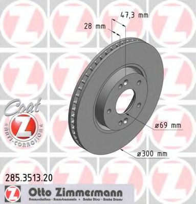 ZIMMERMANN - 285.3513.20 - Тормозной диск (Тормозная система)