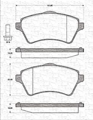 MAGNETI MARELLI - 363702161292 - Комплект тормозных колодок, дисковый тормоз (Тормозная система)