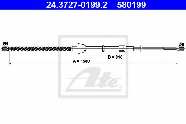 ATE - 24.3727-0199.2 - Трос, стояночная тормозная система (Тормозная система)