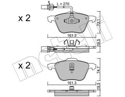 METELLI - 22-0551-0 - Комплект тормозных колодок, дисковый тормоз (Тормозная система)