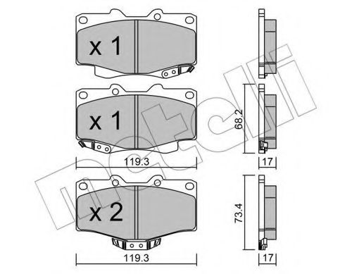 METELLI - 22-0129-2 - Комплект тормозных колодок, дисковый тормоз (Тормозная система)