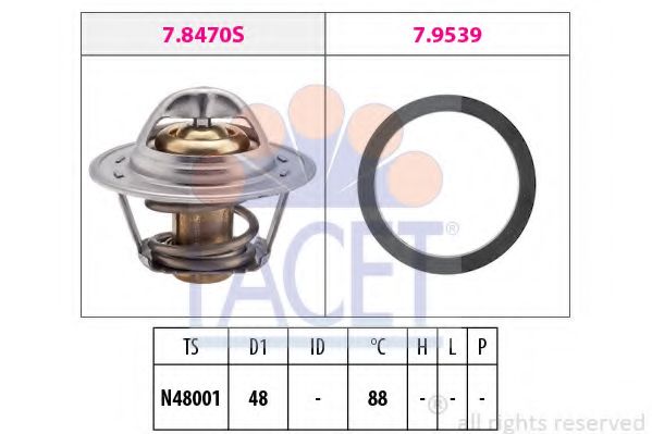 FACET - 7.8470 - Термостат, охлаждающая жидкость (Охлаждение)