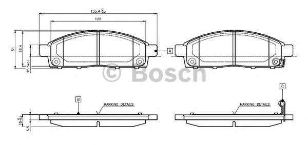 BOSCH - 0 986 TB3 115 - Комплект тормозных колодок, дисковый тормоз (Тормозная система)