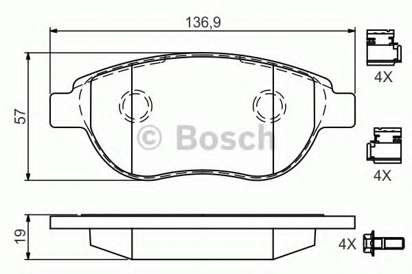 BOSCH - 0 986 494 602 - Комплект тормозных колодок, дисковый тормоз (Тормозная система)