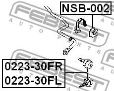 FEBEST - NSB-002 - Опора, стабилизатор (Подвеска колеса)