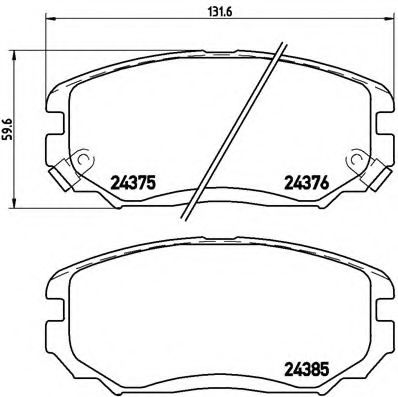 BREMBO - P 30 038 - Комплект тормозных колодок, дисковый тормоз (Тормозная система)