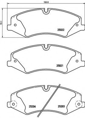 BREMBO - P 44 022 - Комплект тормозных колодок, дисковый тормоз (Тормозная система)