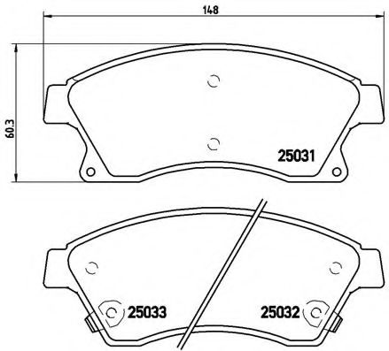 BREMBO - P 59 076 - Комплект тормозных колодок, дисковый тормоз (Тормозная система)