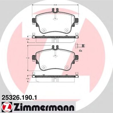 ZIMMERMANN - 25326.190.1 - Комплект тормозных колодок, дисковый тормоз (Тормозная система)