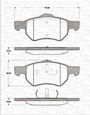 MAGNETI MARELLI - 363702161295 - Комплект тормозных колодок, дисковый тормоз (Тормозная система)