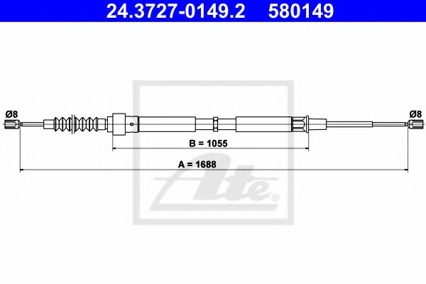 ATE - 24.3727-0149.2 - Трос, стояночная тормозная система (Тормозная система)