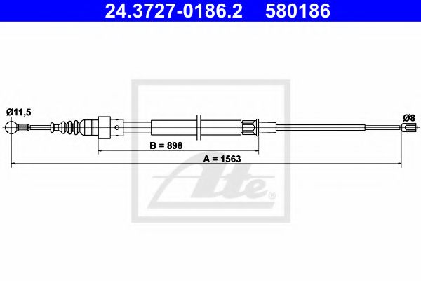 ATE - 24.3727-0186.2 - Трос, стояночная тормозная система (Тормозная система)