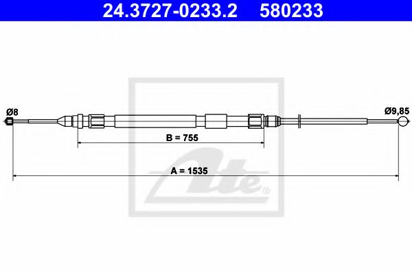 ATE - 24.3727-0233.2 - Трос, стояночная тормозная система (Тормозная система)