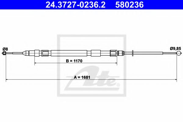 ATE - 24.3727-0236.2 - Трос, стояночная тормозная система (Тормозная система)