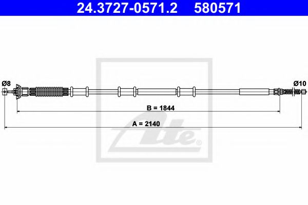 ATE - 24.3727-0571.2 - Трос, стояночная тормозная система (Тормозная система)