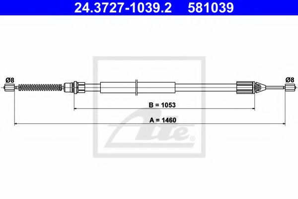 ATE - 24.3727-1039.2 - Трос, стояночная тормозная система (Тормозная система)