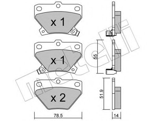 METELLI - 22-0424-0 - Комплект тормозных колодок, дисковый тормоз (Тормозная система)