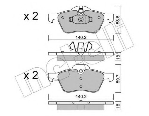 METELLI - 22-0555-0 - Комплект тормозных колодок, дисковый тормоз (Тормозная система)