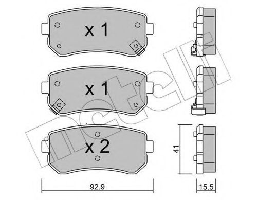 METELLI - 22-0725-0 - Комплект тормозных колодок, дисковый тормоз (Тормозная система)