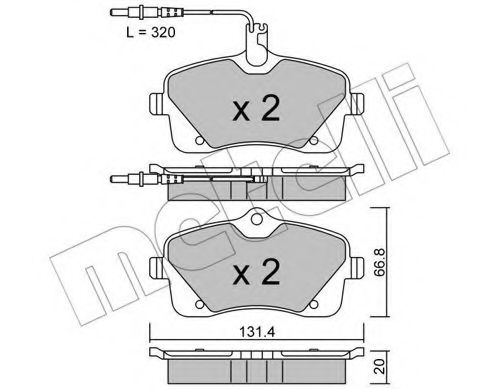 METELLI - 22-0853-0 - Комплект тормозных колодок, дисковый тормоз (Тормозная система)