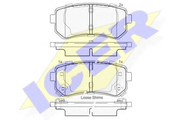 ICER - 181955 - Комплект тормозных колодок, дисковый тормоз (Тормозная система)