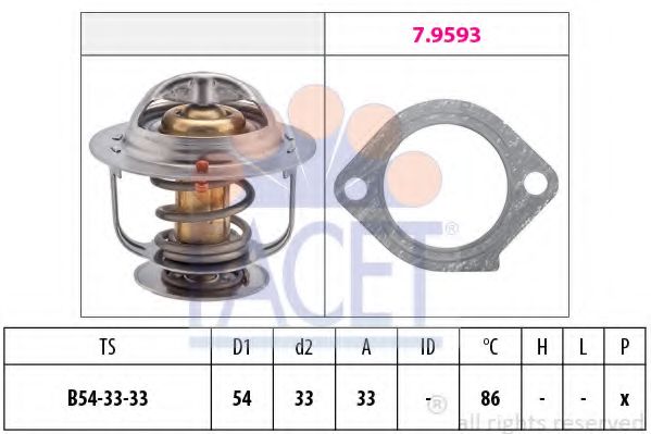 FACET - 7.8386 - Термостат, охлаждающая жидкость (Охлаждение)
