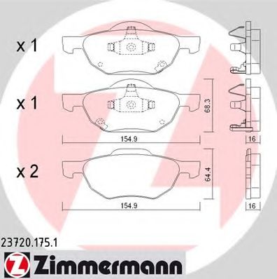 ZIMMERMANN - 23720.175.1 - Комплект тормозных колодок, дисковый тормоз (Тормозная система)