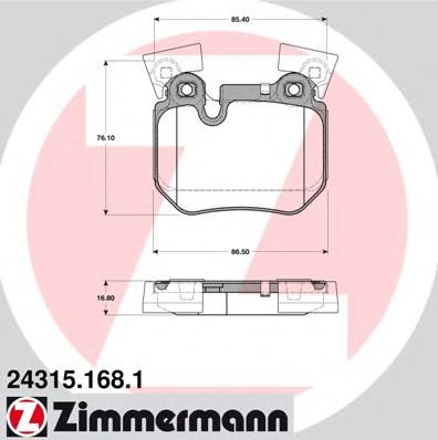 ZIMMERMANN - 24315.168.1 - Комплект тормозных колодок, дисковый тормоз (Тормозная система)