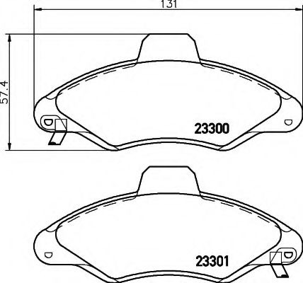 HELLA - 8DB 355 019-291 - Комплект тормозных колодок, дисковый тормоз (Тормозная система)