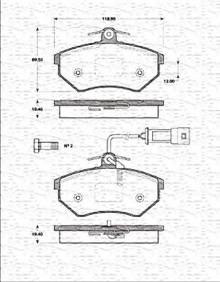 MAGNETI MARELLI - 363702161180 - Комплект тормозных колодок, дисковый тормоз (Тормозная система)