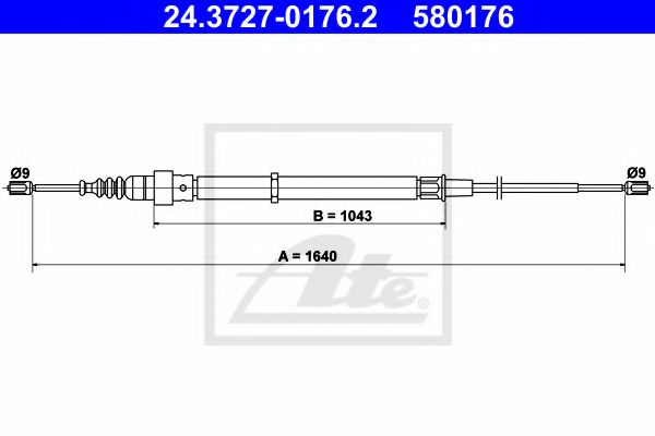 ATE - 24.3727-0176.2 - Трос, стояночная тормозная система (Тормозная система)