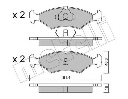 METELLI - 22-0029-0 - Комплект тормозных колодок, дисковый тормоз (Тормозная система)