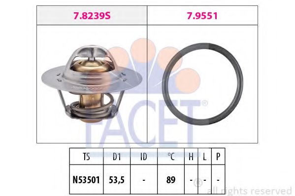 FACET - 7.8239 - Термостат, охлаждающая жидкость (Охлаждение)