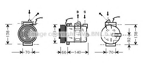 AVA QUALITY COOLING - PRK040 - Компрессор, кондиционер (Кондиционер)